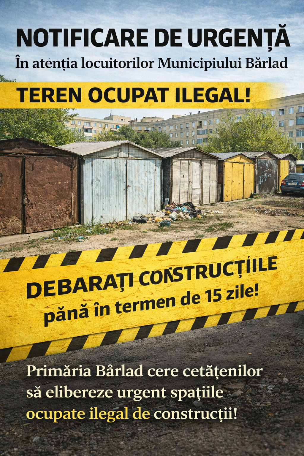 Primăria Bârlad cere eliberarea urgentă a terenurilor ocupate ilegal